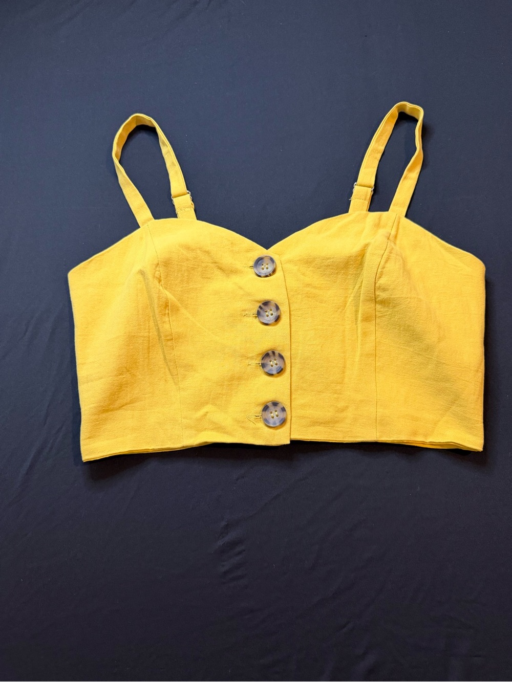 NWT (S) Lumiere Yellow Button-Front Crop Tank Top - Women